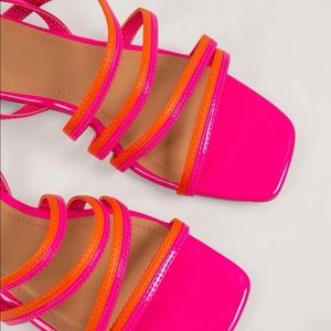 SHEIN Orange and Pink Flat Sandals